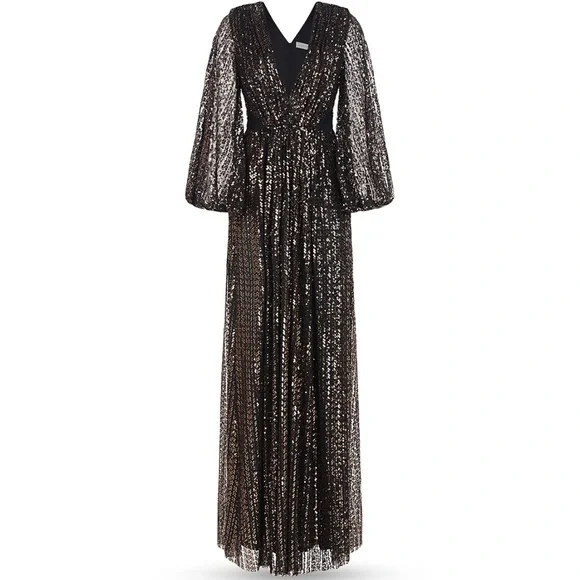 Halston designer gown Madelyn sequin side cutout - Picture 3 of 6